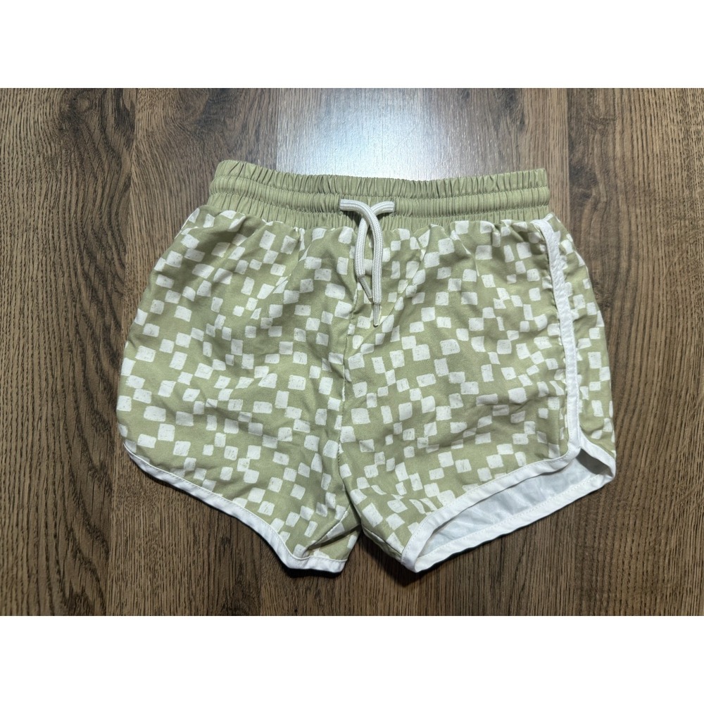 Little Co. Lauren Conrad Swim Shorts Boys Sz 3T Green White Oeko-Tex Board Check